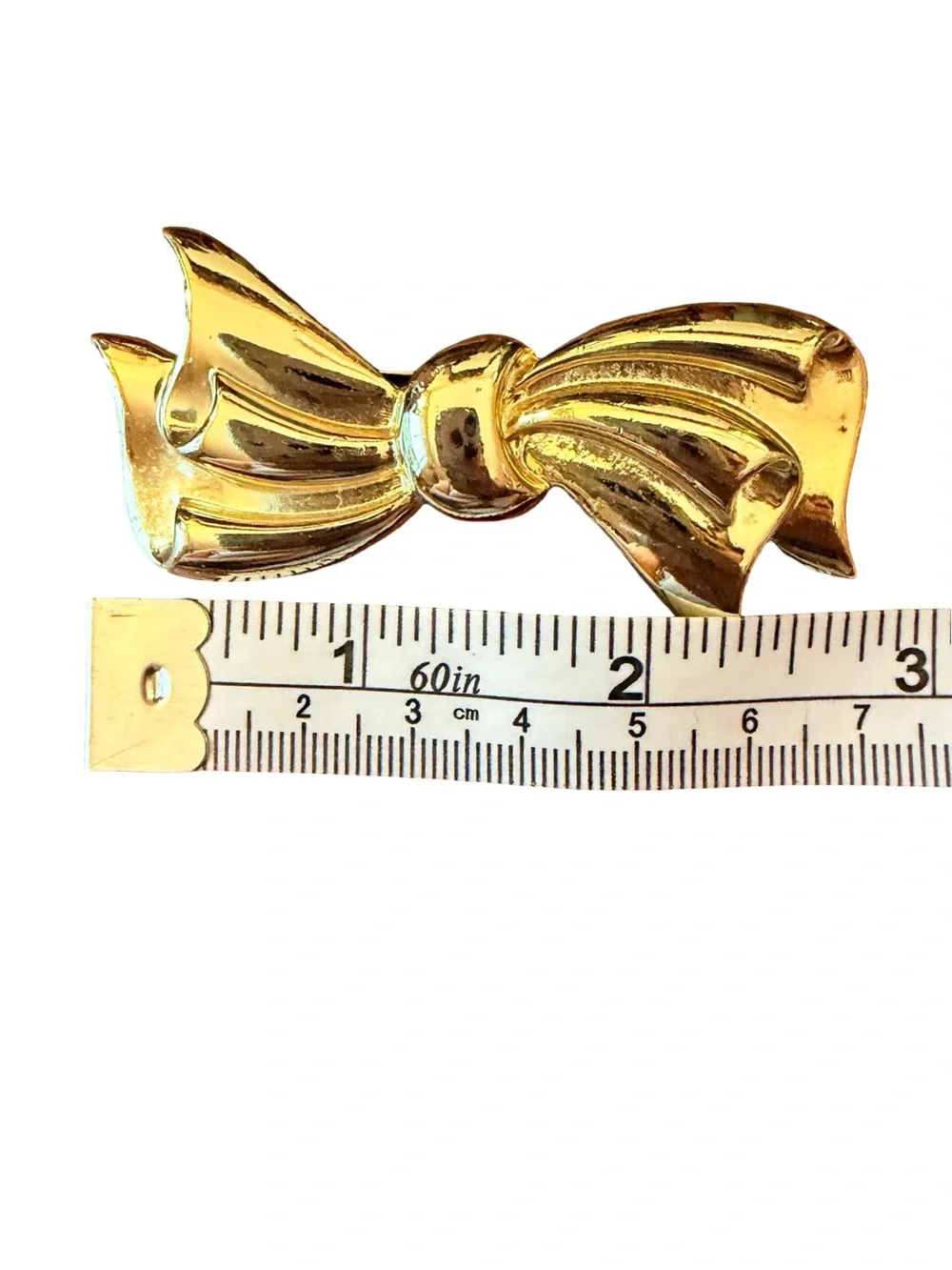 Vintage Gold Bow Brooch 🎀✨ Chunky Statement Pin